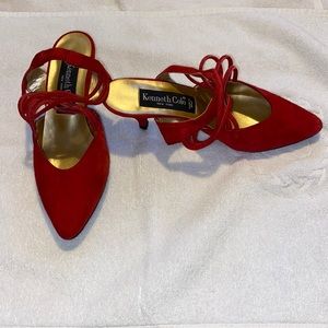 Kenneth Cole New York Red strappy Kitten Heels vintage